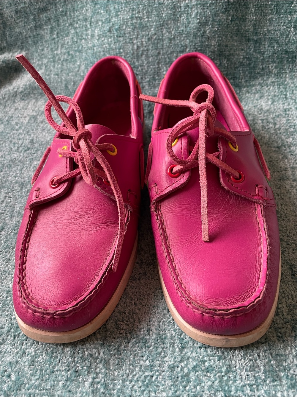 Sebago Fuchsia Pink Leather Dockside’s Boat Shoes/Loafers, Sz 8! 🍁